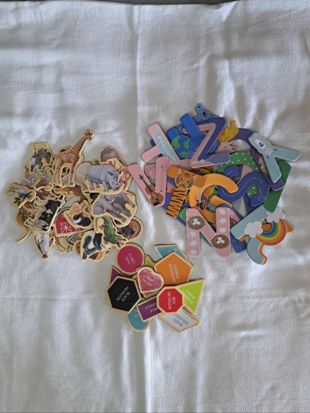 70 Piece Educational Magnets Bundle Animals Colors Shapes Alphabet